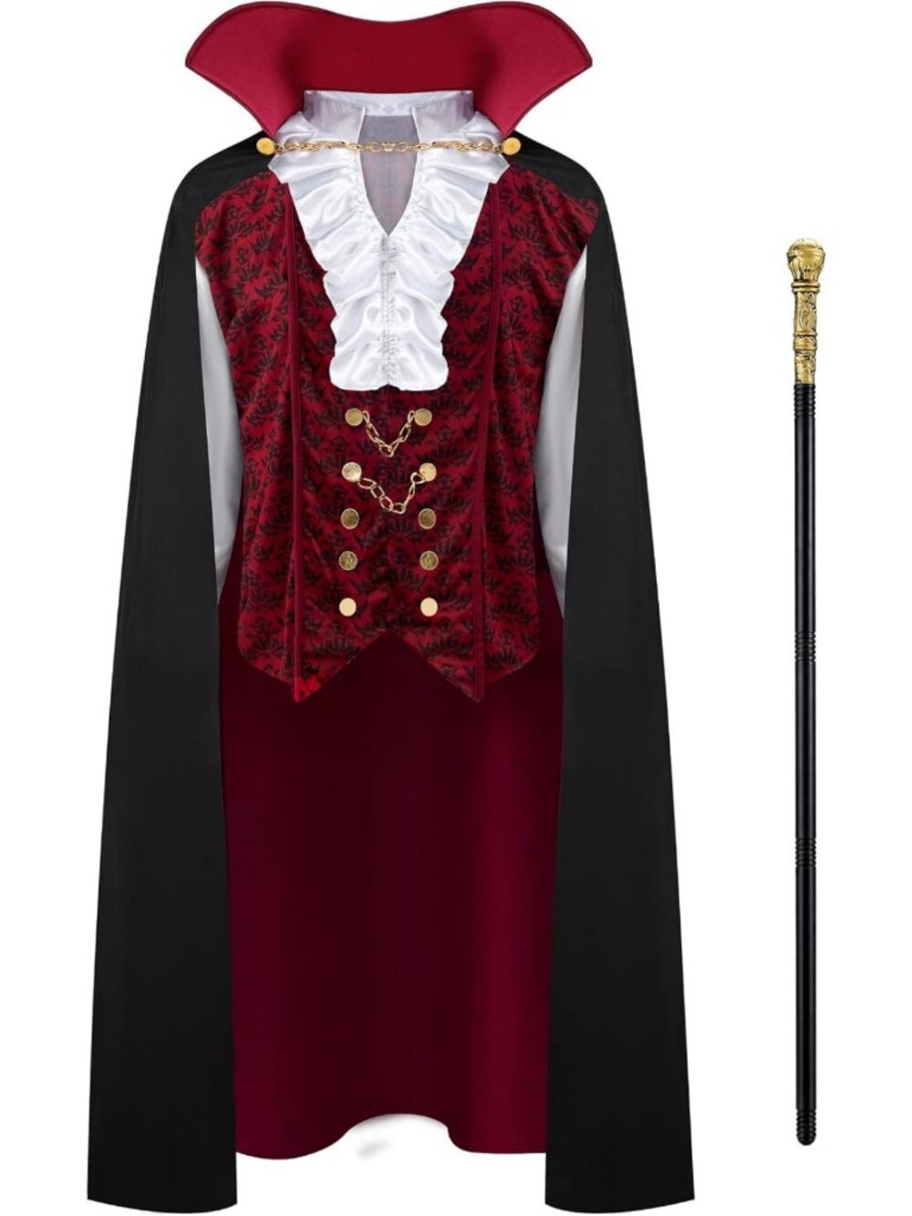 Men's Vampire Costume with Cape - Spooktacular Halloween Dracula Outfit